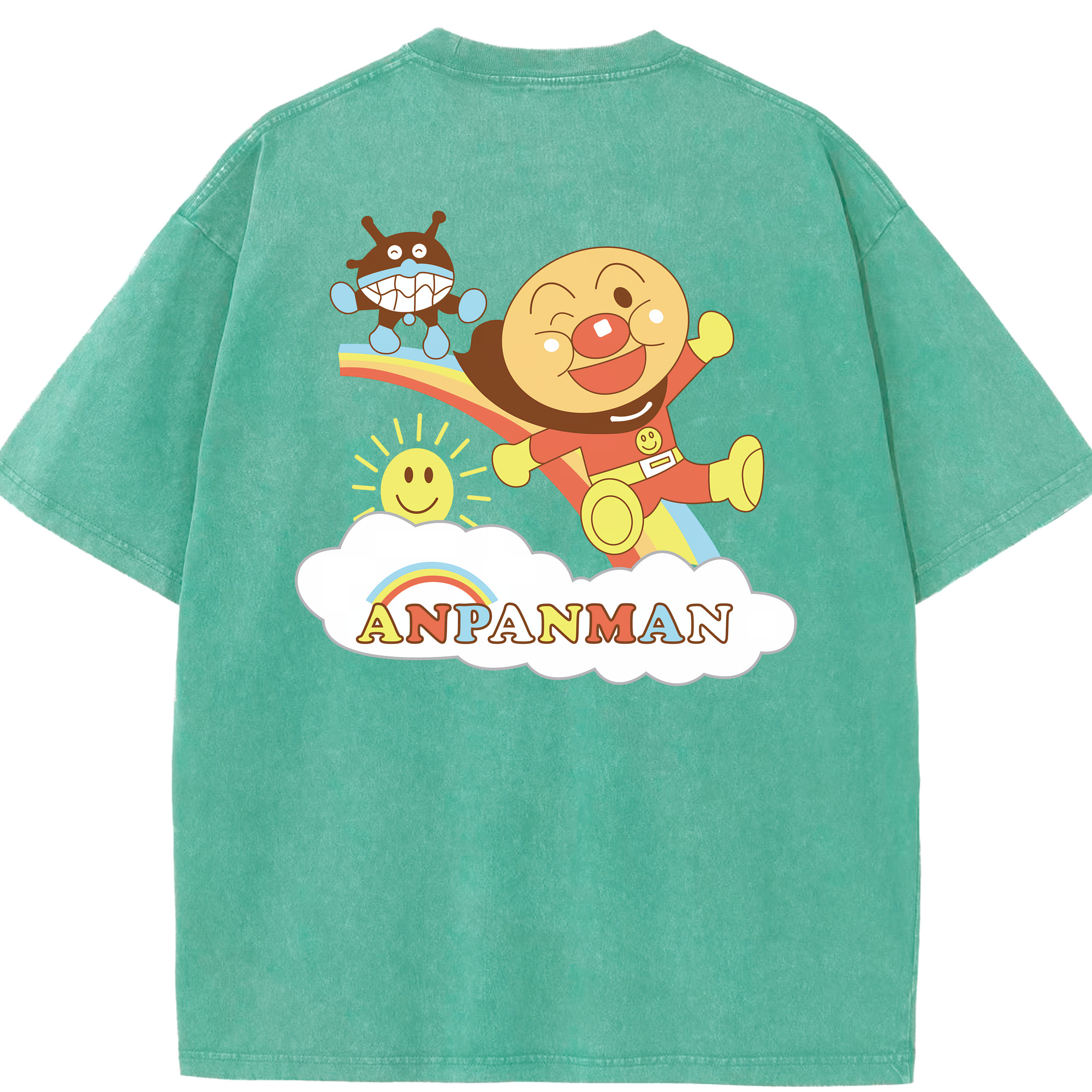 （画像用） アンパンマン Anpanman 綿100% ヴィンテージ風 半袖Tシャツ（背面プリント）